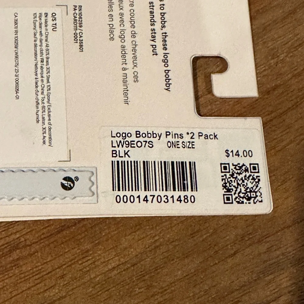 LULULEMON women’s Logo Bobby Pins 2 Pack